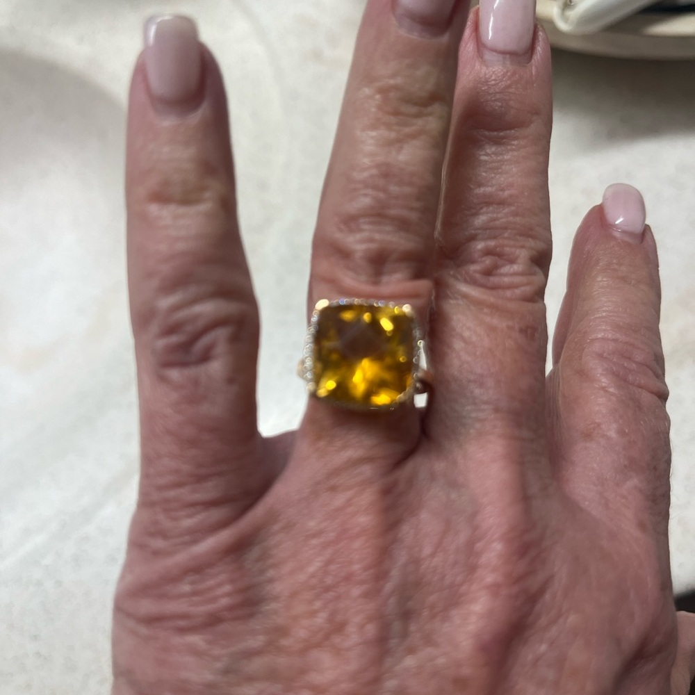 Elegant Citrine and Diamond Ring
